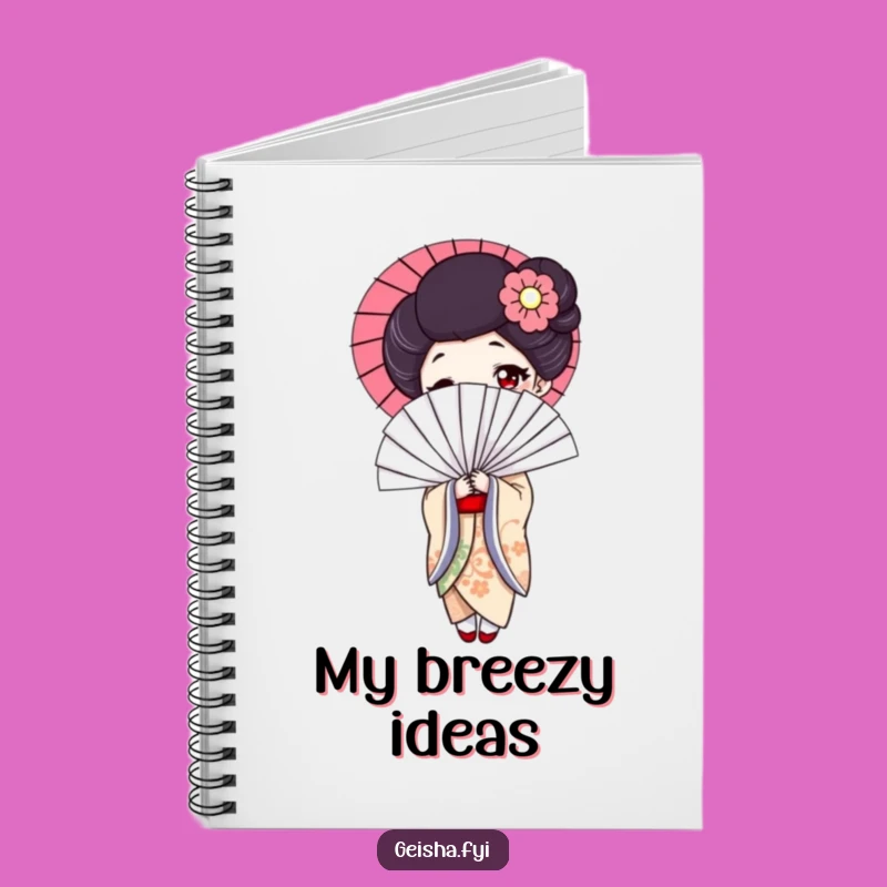 Funny Geisha Fan Notebook - Elegant Journal, Playful Fan Cover, Useful Funny Gift