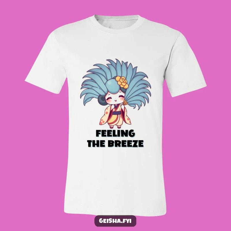 Funny Geisha Fan Feather Fan T-Shirt - Playful Character Apparel Gift