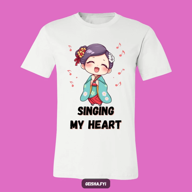 Funny Geisha Singing with Joy T-Shirt: Wear Your Musical Happiness