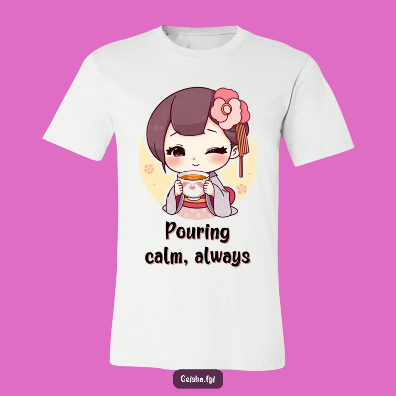 Funny Geisha Tea T-Shirt: Tiny Cup Charm For Hilarious Style