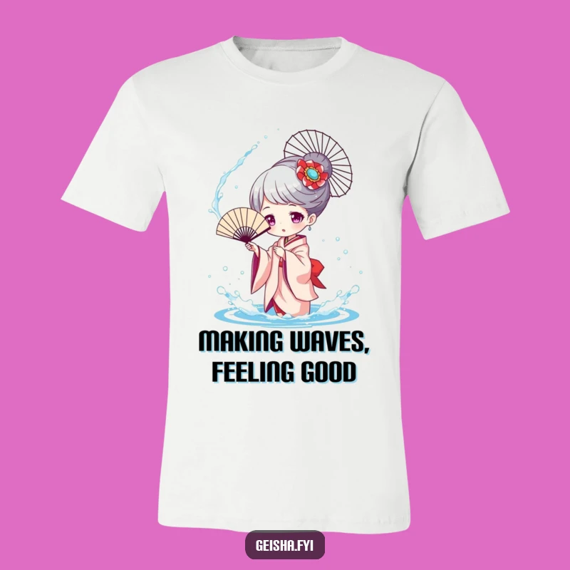 Funny Geisha Splashing T-Shirt, Playful Water Toss, Hilarious Gift