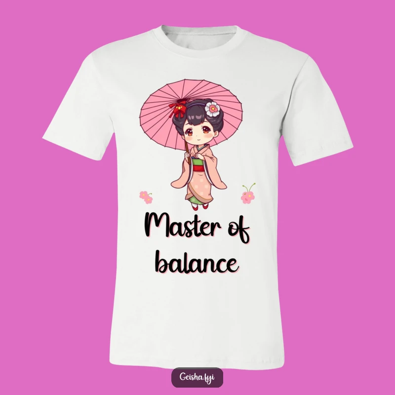 Funny Geisha Parasol T-Shirt: Wearable Elegance and Playful Balance