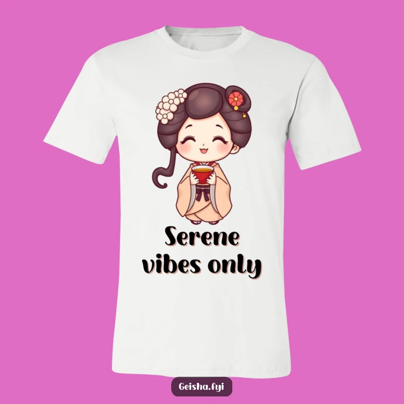 Funny Geisha T-Shirt - Sweet Smile Character, Adorable Tea Offering Tee