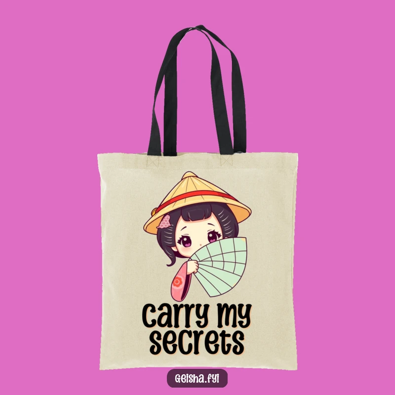Funny Geisha Fan Tote Bag: Carry Your Style with a Mysterious Peek