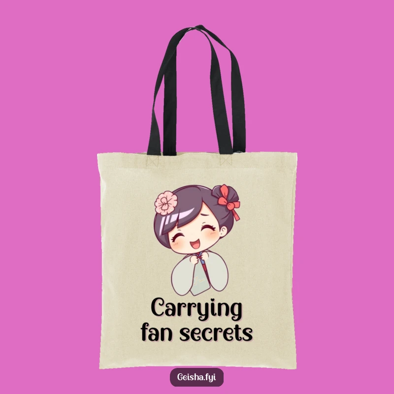 Funny Giggling Geisha Tote Bag: Carry Playful Secrets with Fan Fun Gift