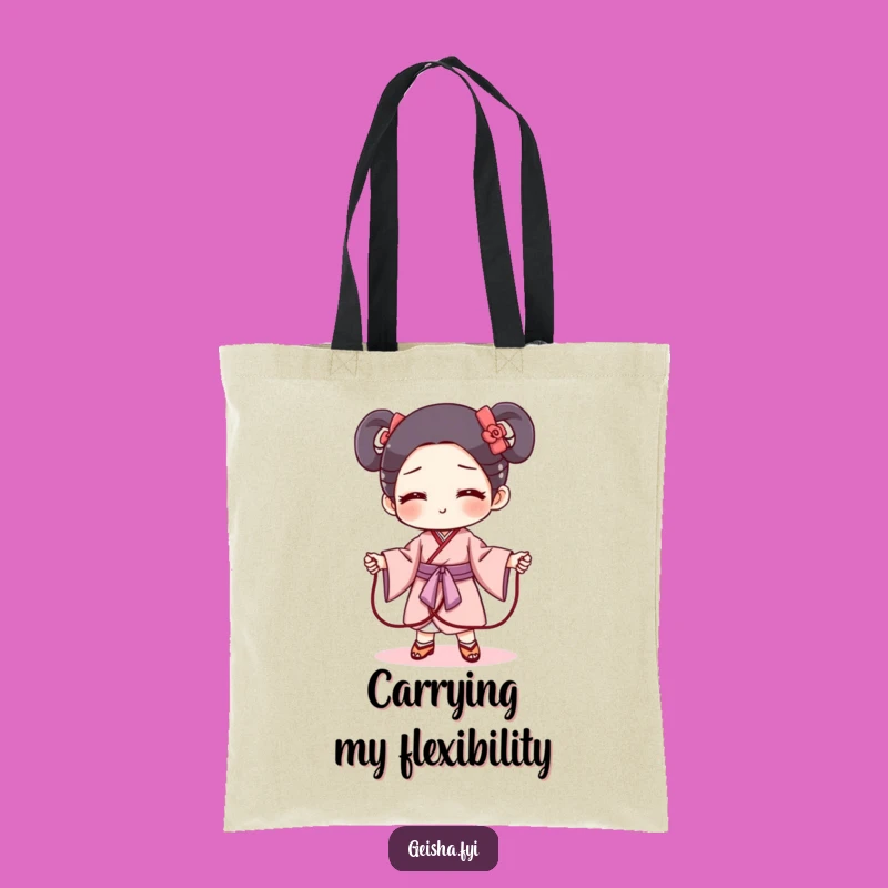 Funny Geisha Obi Jump Rope Tote Bag - Mischievous Carryall