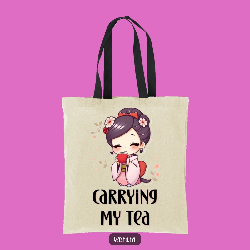 Funny Cute Geisha Tote Bag: Carry Elegance and Smiles with Tea Gift