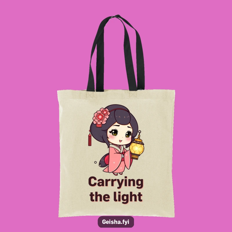 Funny Geisha Lantern Tote Bag: Playful Wink, Humorous Gift Accessory