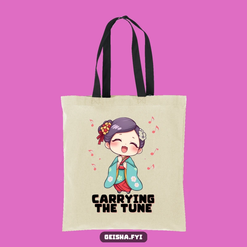 Funny Geisha Singing with Delight Tote Bag: Carry Your Tunes in Style