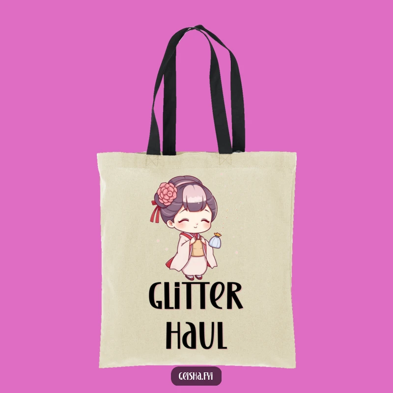 Chic Funny Geisha Glitter Tote Bag - Playful Pouch, Sparkly Accessory, Cute Funny Gift