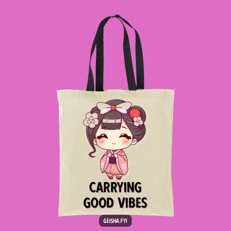 Funny Geisha Bow Tote Bag: Happy Character's Smile, Practical & Hilarious Gift