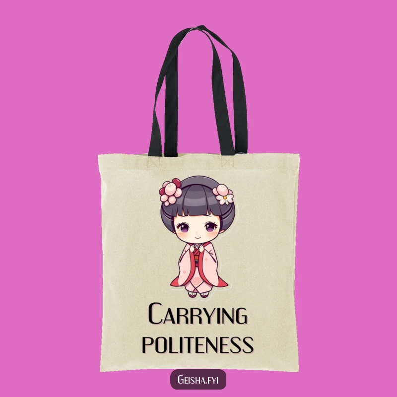 Funny Geisha Bowing Tote Bag: Carry Grace and Humor with This Cheerful Accessory