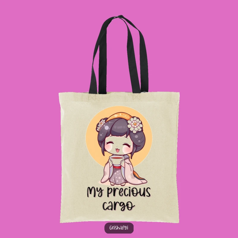 Funny Geisha Teacup Tote Bag: Carry Your Calm Gift