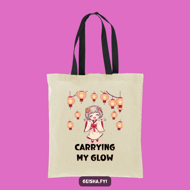 Funny Geisha Tote Bag - Carry the Joy of Dancing Lanterns