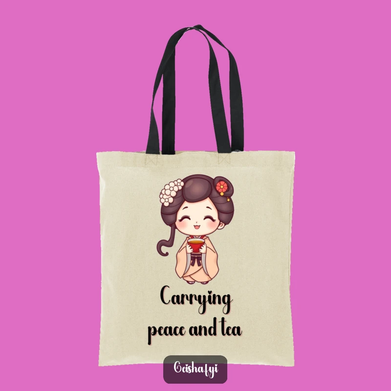 Funny Geisha Tote Bag - Sweet Smile Character, Carry Your Charm Daily