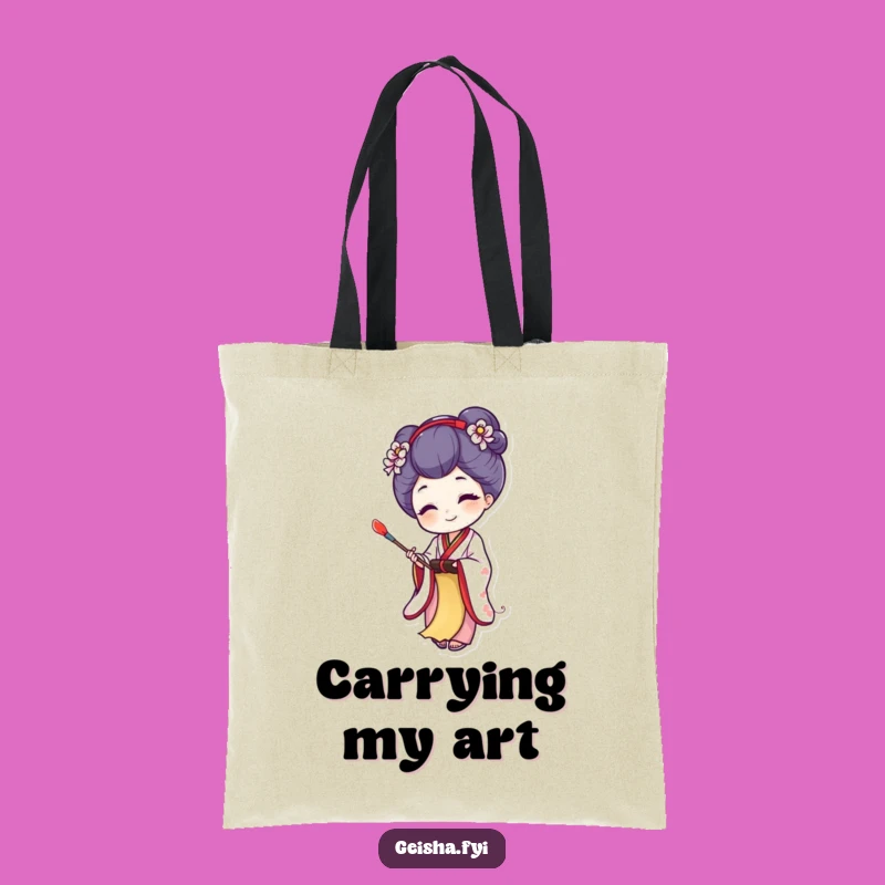 Funny Joyful Geisha Tote Bag: Artistic Creation, Perfect Art Supply Carrier