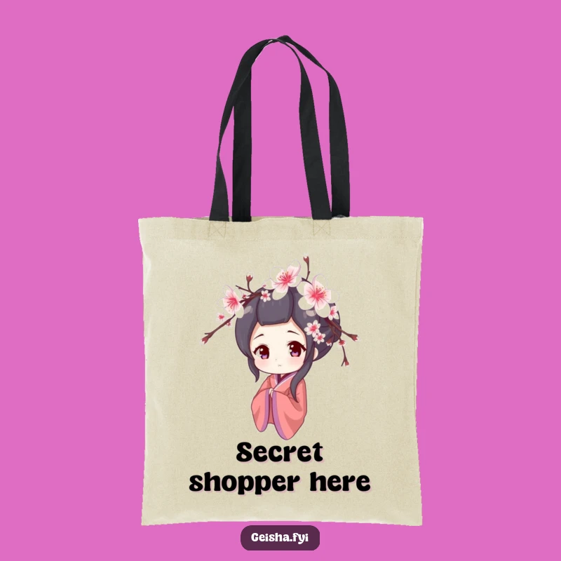 Funny Shy Geisha Tote Bag: Cherry Blossom Peek, Perfect Gentle Accessory