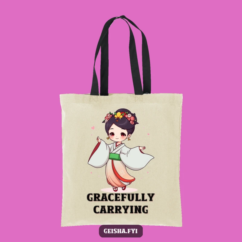 Funny Geisha Dance Tote Bag: Joyful Flowing Sleeves, Humorous Gift Accessory