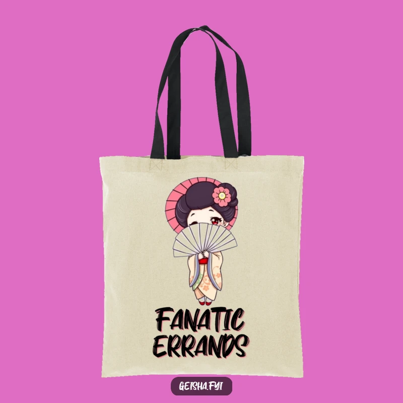 Stylish Funny Geisha Fan Tote Bag - Elegant Character, Playful Fan Accessory, Cute Funny Gift